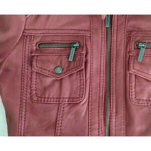 Michael Kors Women’s Genuine Leather Moto jacket Red sz M GORGEOUS!